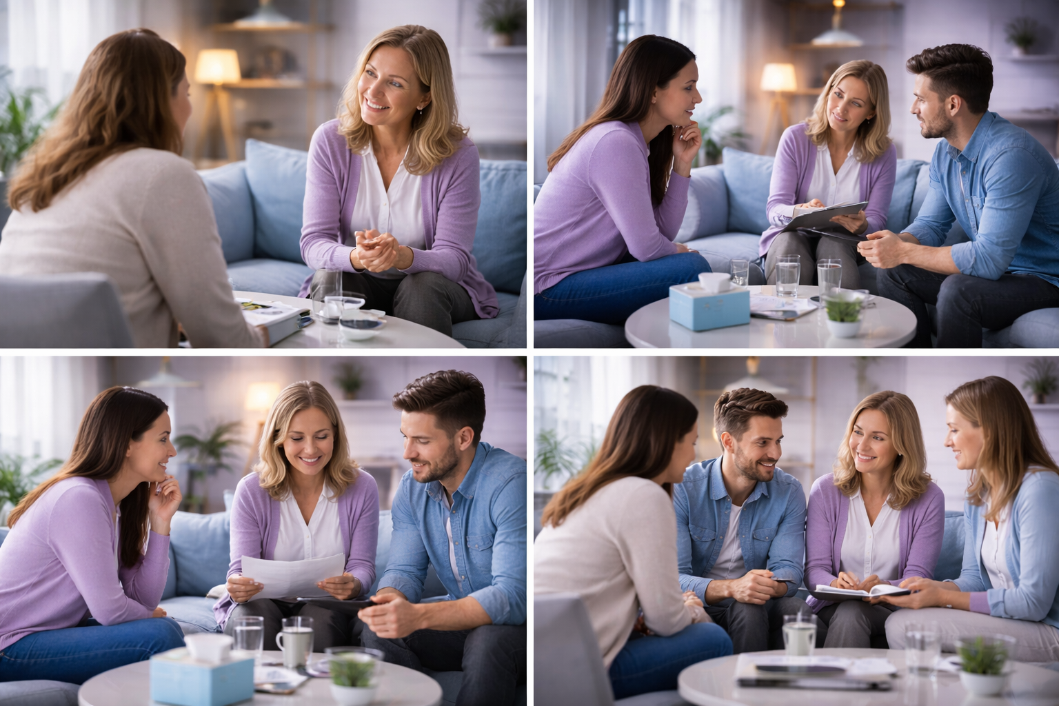 Illustration of a family sitting together and talking